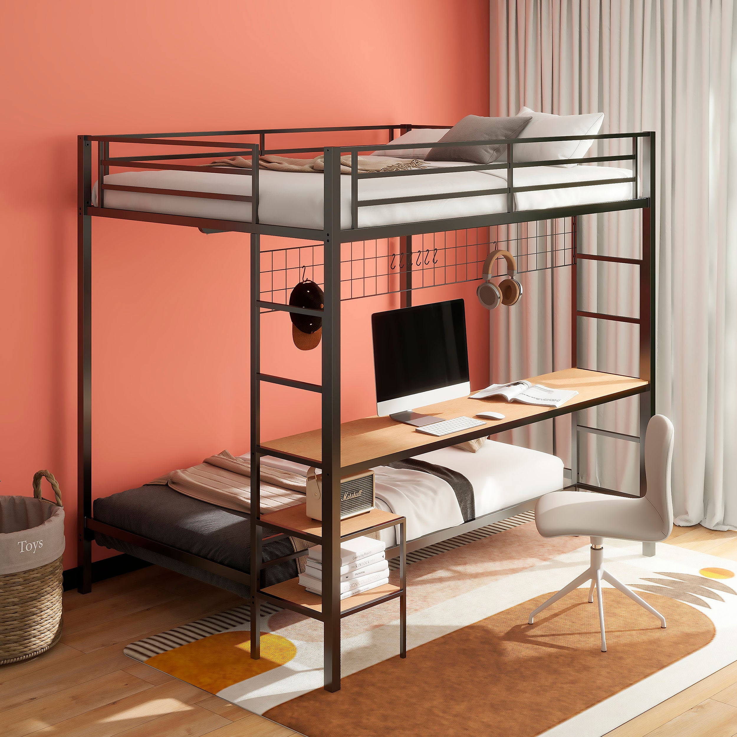 Campus Workstation Bunk Bed Matte Black