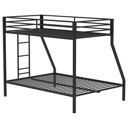 Alevera Metal Bunk Bed with Ladder Black