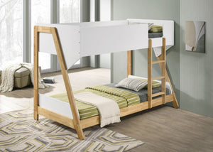 Wyatt Wood Over Bunk Bed White and Natural