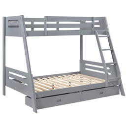 Trisha 2-drawer Wood Over Bunk Bed Grey
