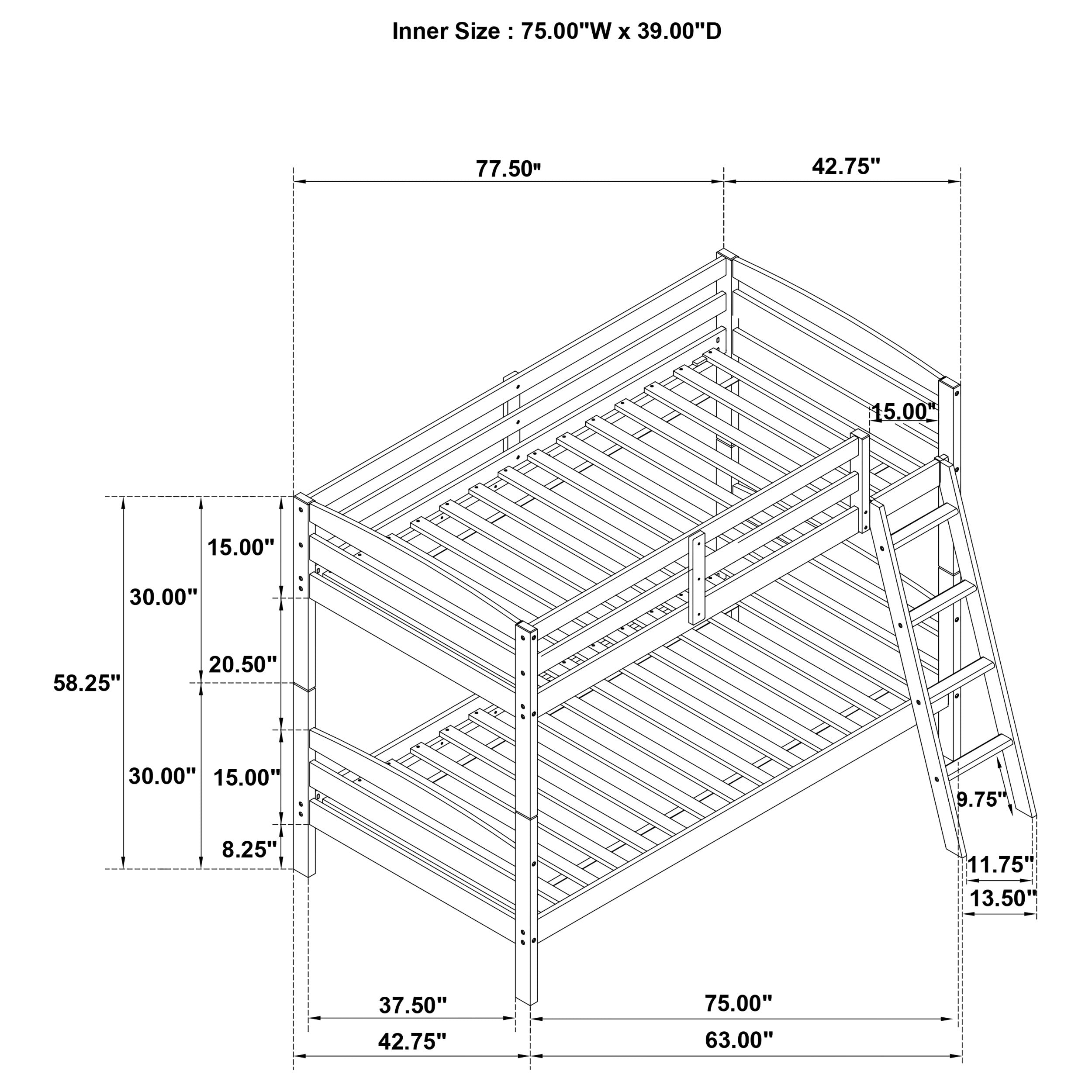 Rhea Wood Over Bunk Bed Grey