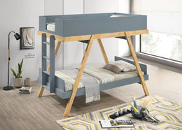 Frankie Over Bunk Bed with 7-inch Mattresses Blue