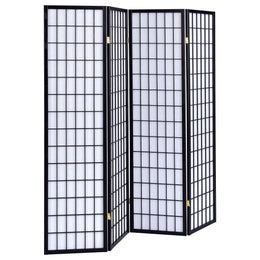 Roberto 4-Panel Room Divider Folding Shoji Screen Black