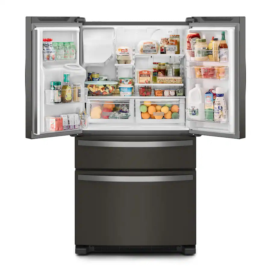 Whirlpool - 36 in. Wide 24.5 cu. ft. French Door Refrigerator with Two-Tier Freezer Storage - Black Stainless Steel