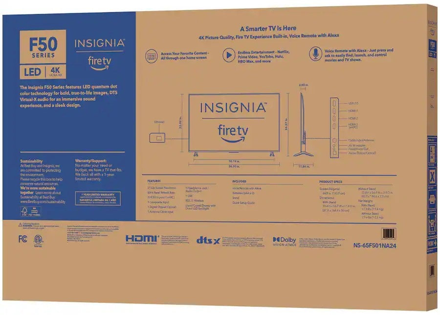 Insignia™ - 65" Class F50 Series LED 4K UHD Smart Fire TV