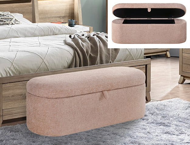 Philipa Storage Bench-Oatmeal Tweed
