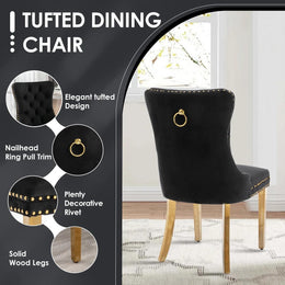 5-Piece Round Glass Dining Table Set (Black/Gold)