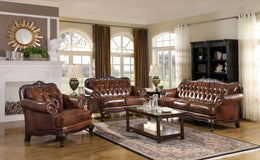 Victoria Leather Upholstered Rolled Arm Chair Brown