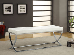 Walton Leatherette Upholstered Tufted Accent Bench Black