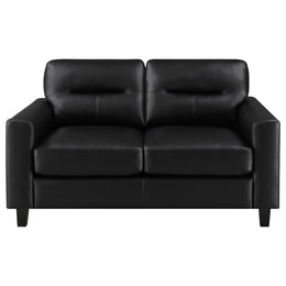 Scotland Faux Leather Upholstered Track Arm Loveseat Black
