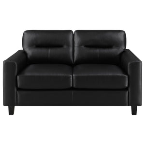 Scotland Faux Leather Upholstered Track Arm Loveseat Black