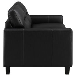 Scotland Faux Leather Upholstered Track Arm Loveseat Black