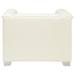 Chaviano Upholstered Track Arm Accent Chair Pearl White