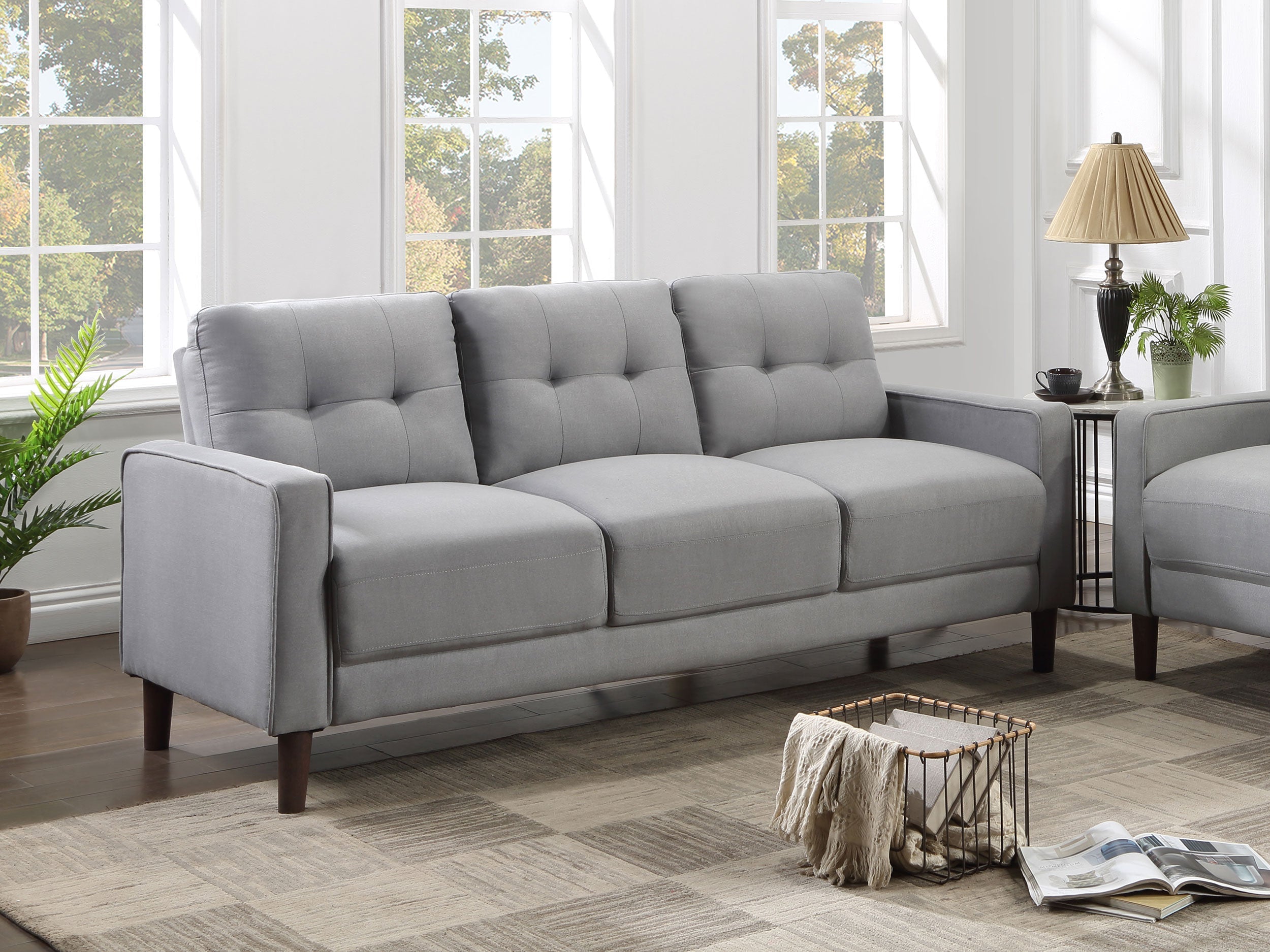 Bowen Upholstered Track Arm Tufted Sofa Beige