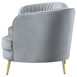 Sophia Upholstered Channel Tufted Sofa Blue