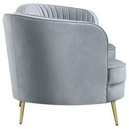 Sophia Upholstered Channel Tufted Sofa Blue