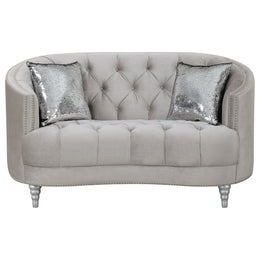 Avonlea Upholstered Sloped Arm Loveseat Grey Fabric