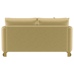 Corliss Upholstered Curved Track Arm Loveseat Camel
