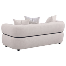 Jeanette 73-inch Fabric Upholstered Round Arm Loveseat Beige