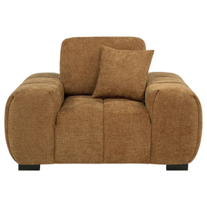 Octavia Fabric Upholstered Track Arm Accent Chair Amber