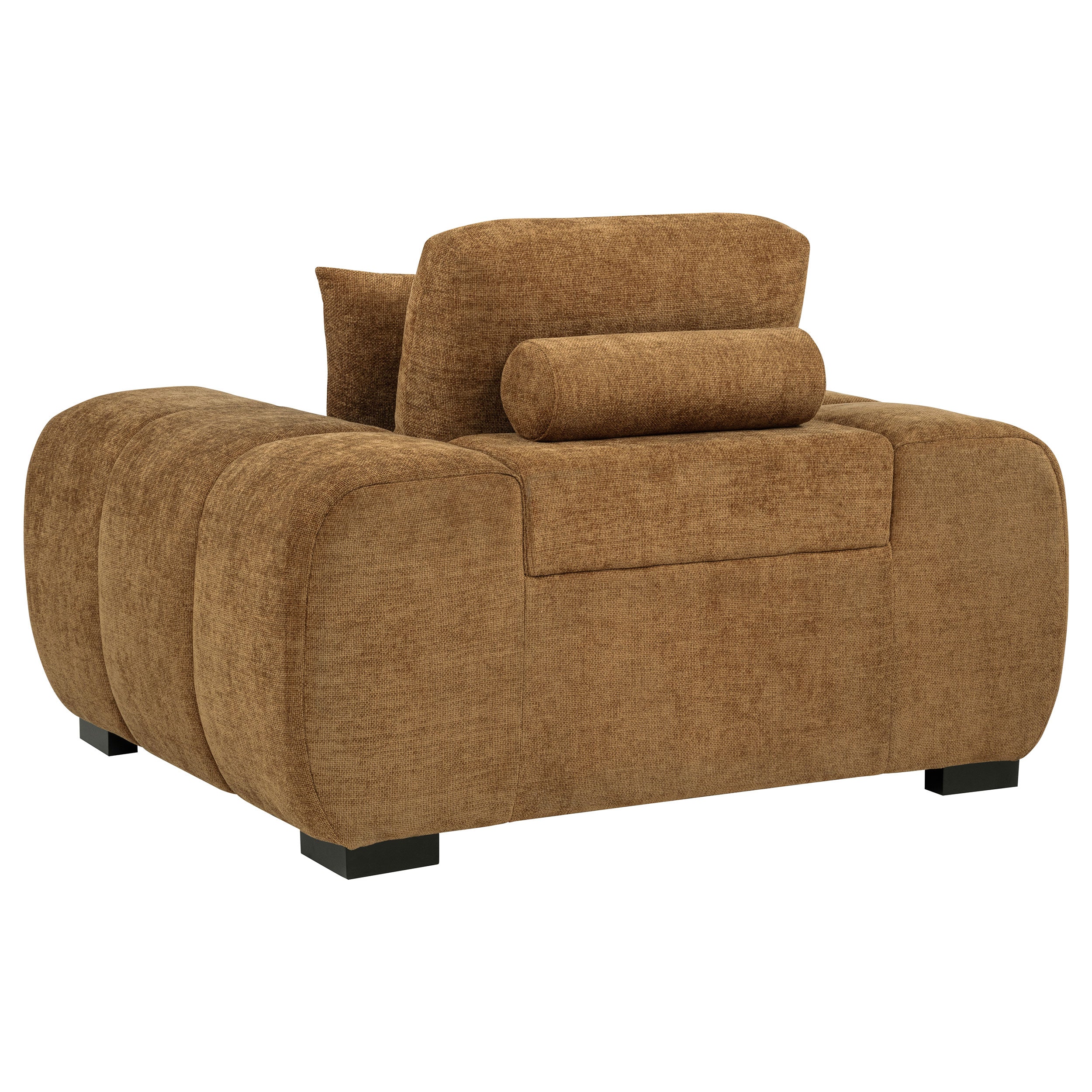 Octavia Fabric Upholstered Track Arm Accent Chair Amber