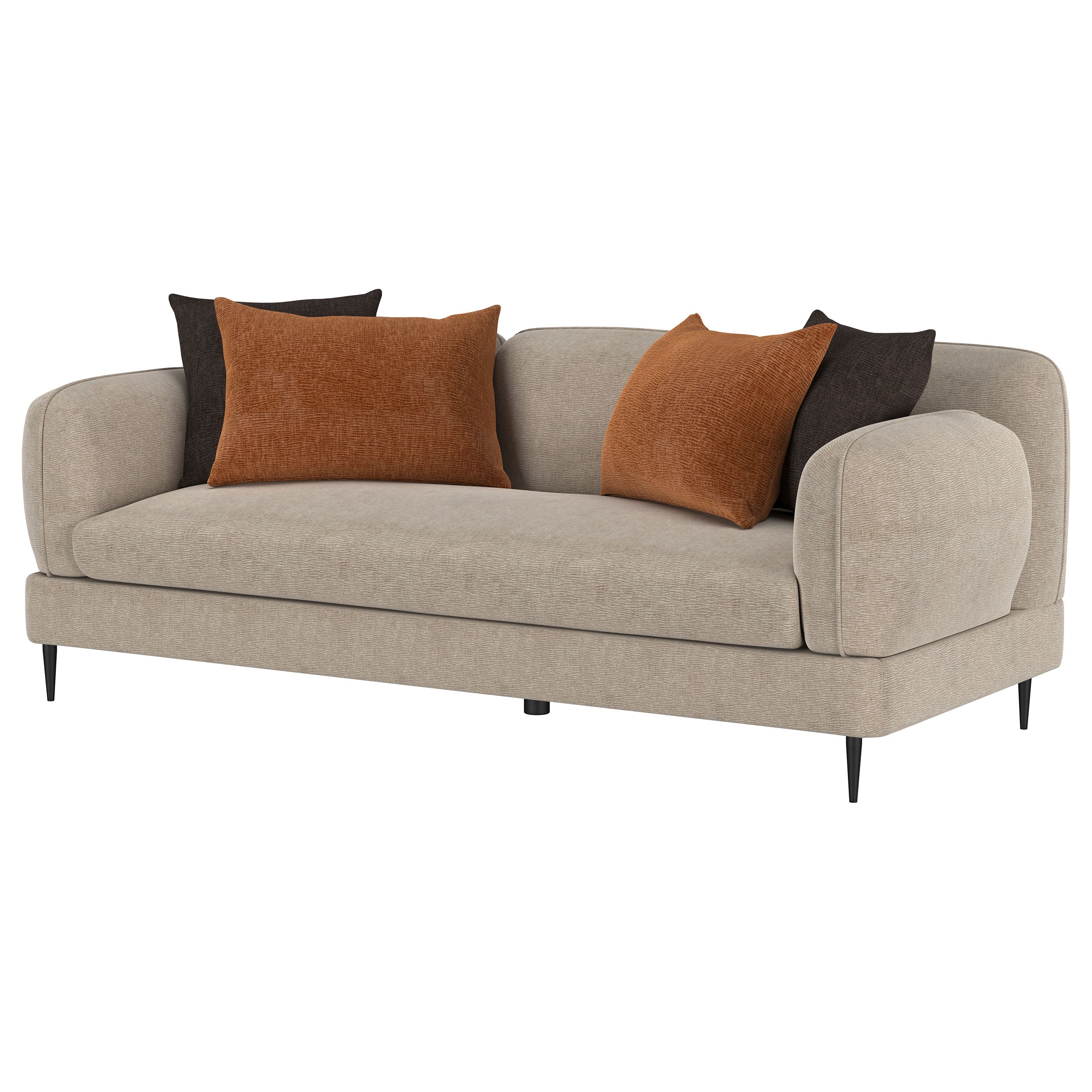 Jade Chenille Upholstered Modern Track Arm Sofa Green