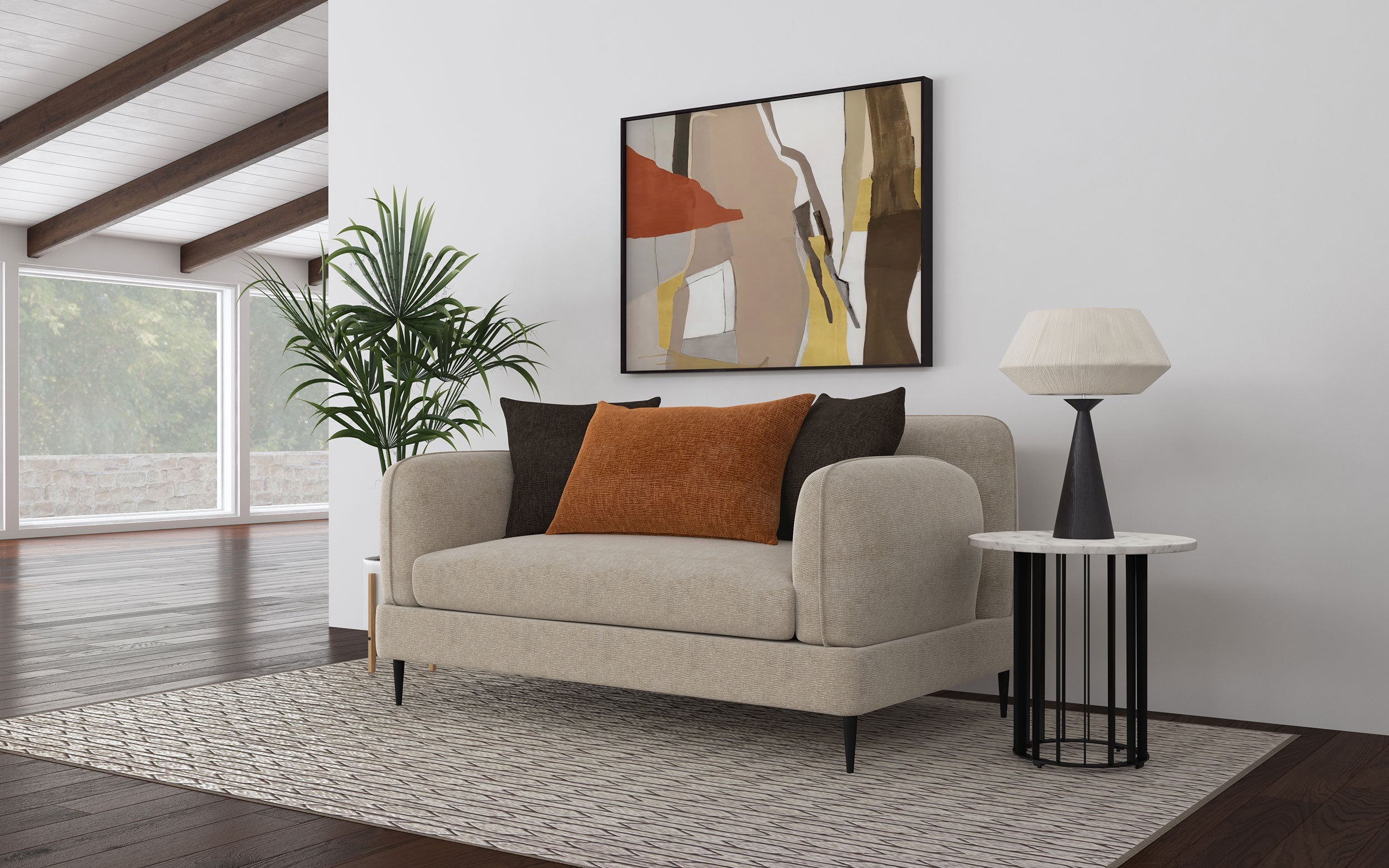Jade Chenille Upholstered Modern Track Arm Loveseat Green