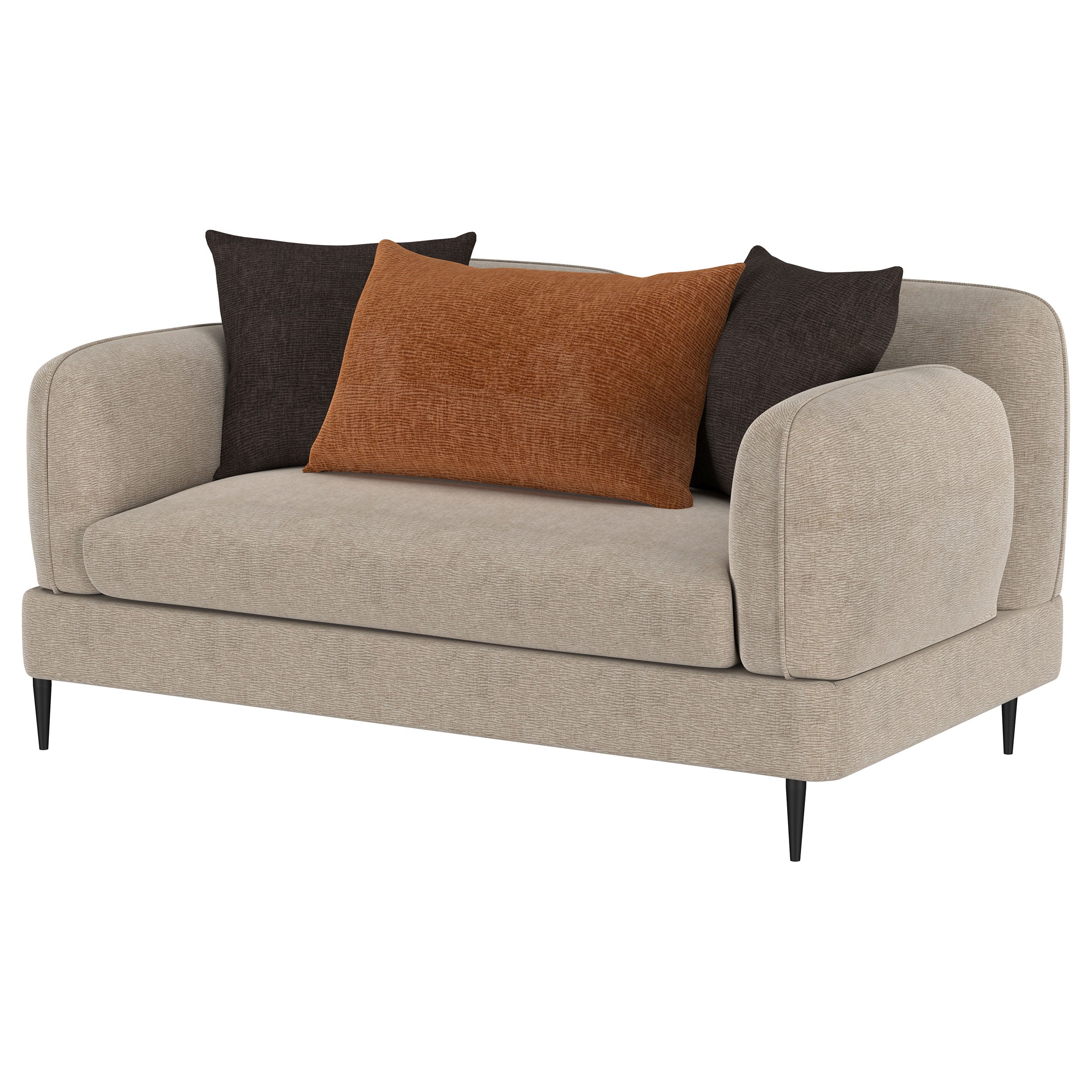 Jade Chenille Upholstered Modern Track Arm Loveseat Green
