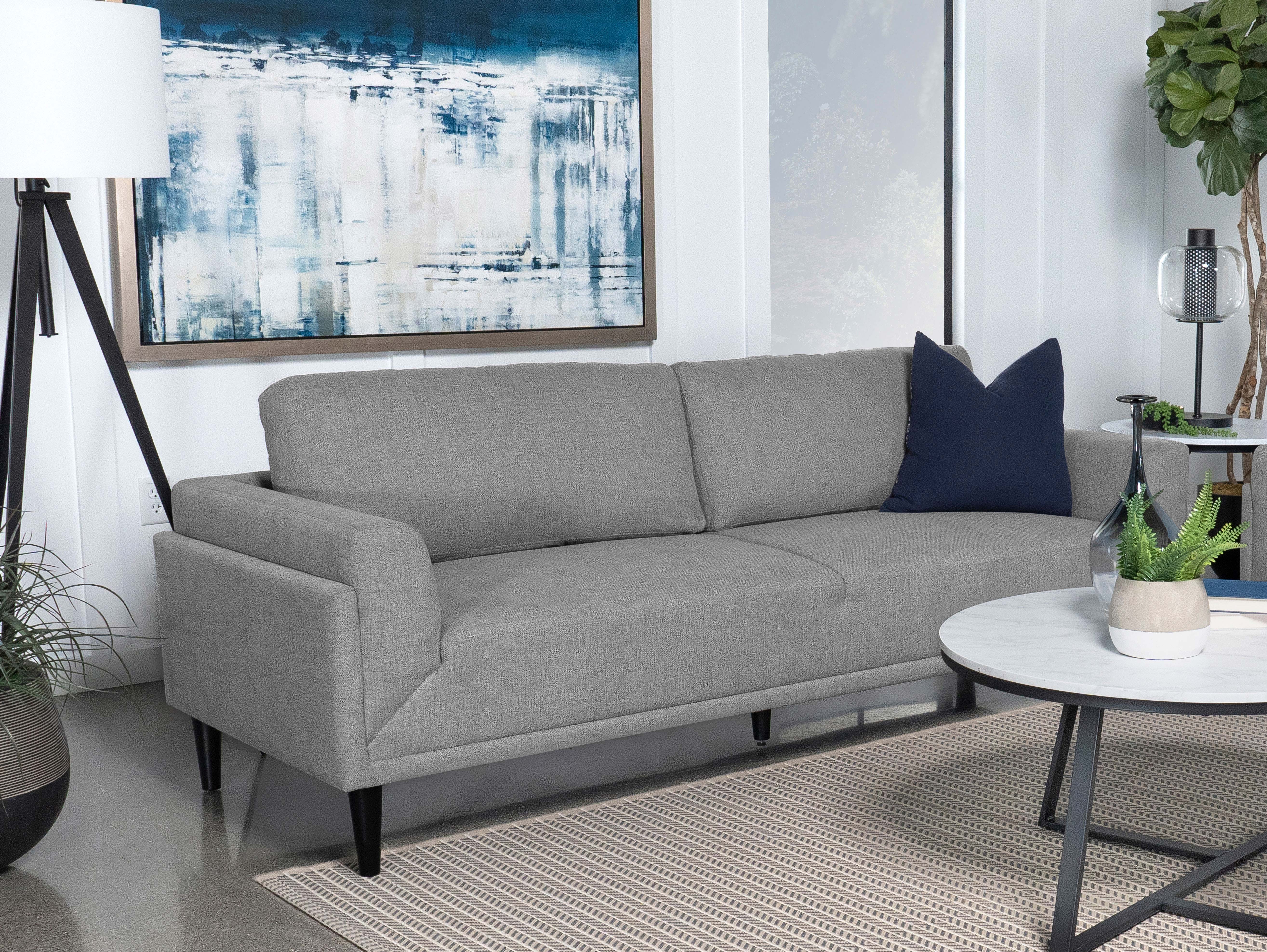 Rilynn Upholstered Track Arm Sofa Brown