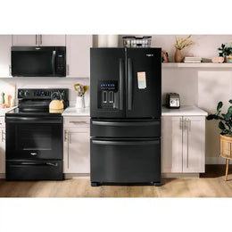 Whirlpool - 36 in. Wide 25 cu. ft. French Door Refrigerator with Two-Tier Freezer Storage - Black