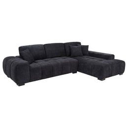 Octavia Fabric Upholstered Track Arm Sectional Sofa Black