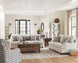 Glenn Upholstered English Arm Sofa Light Grey and Blue