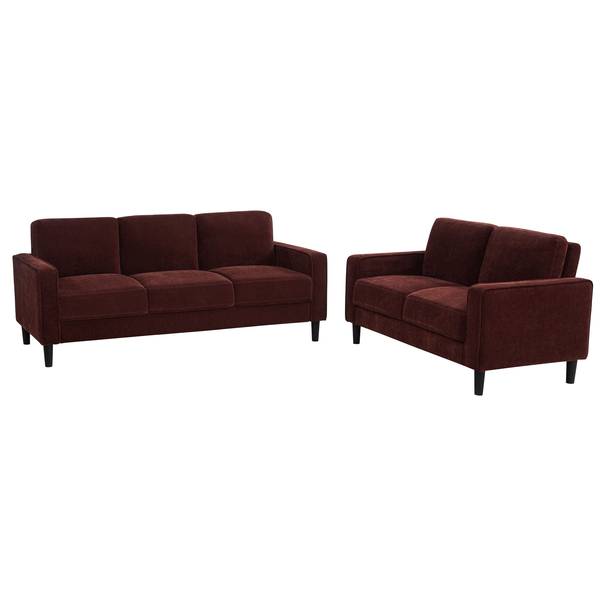 Ruth Fabric Upholstered Track Arm Sofa Rust Red
