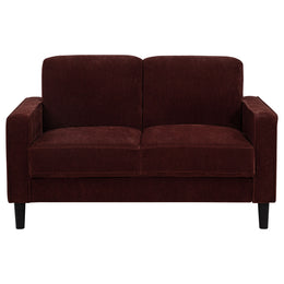 Ruth Fabric Upholstered Track Arm Loveseat Rust Red