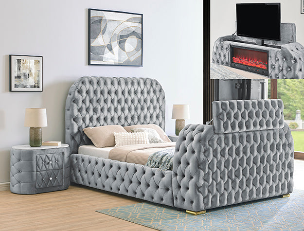 Natalia Queen Bed Grey