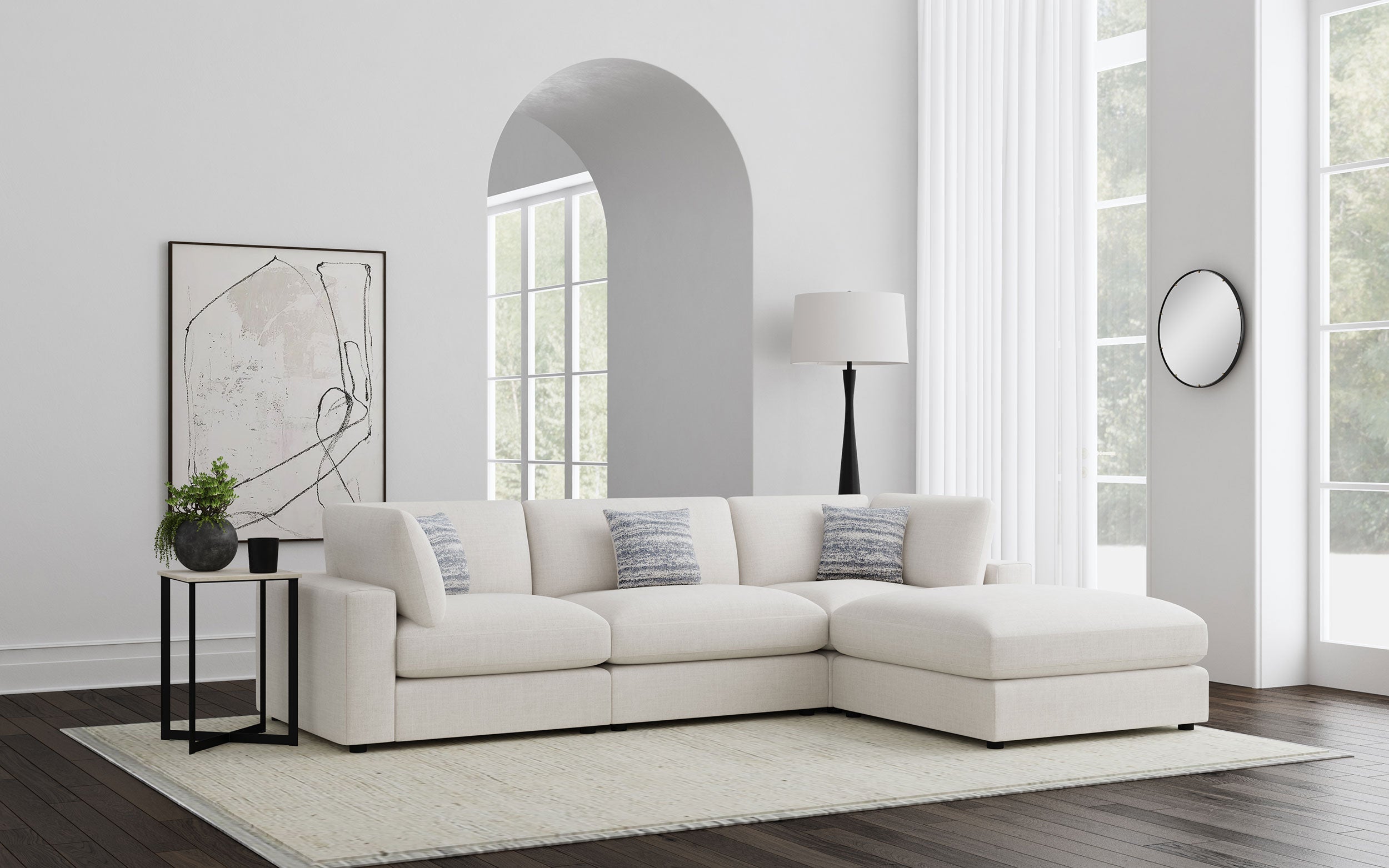 Serene Upholstered Modular Sectional Sofa Beige