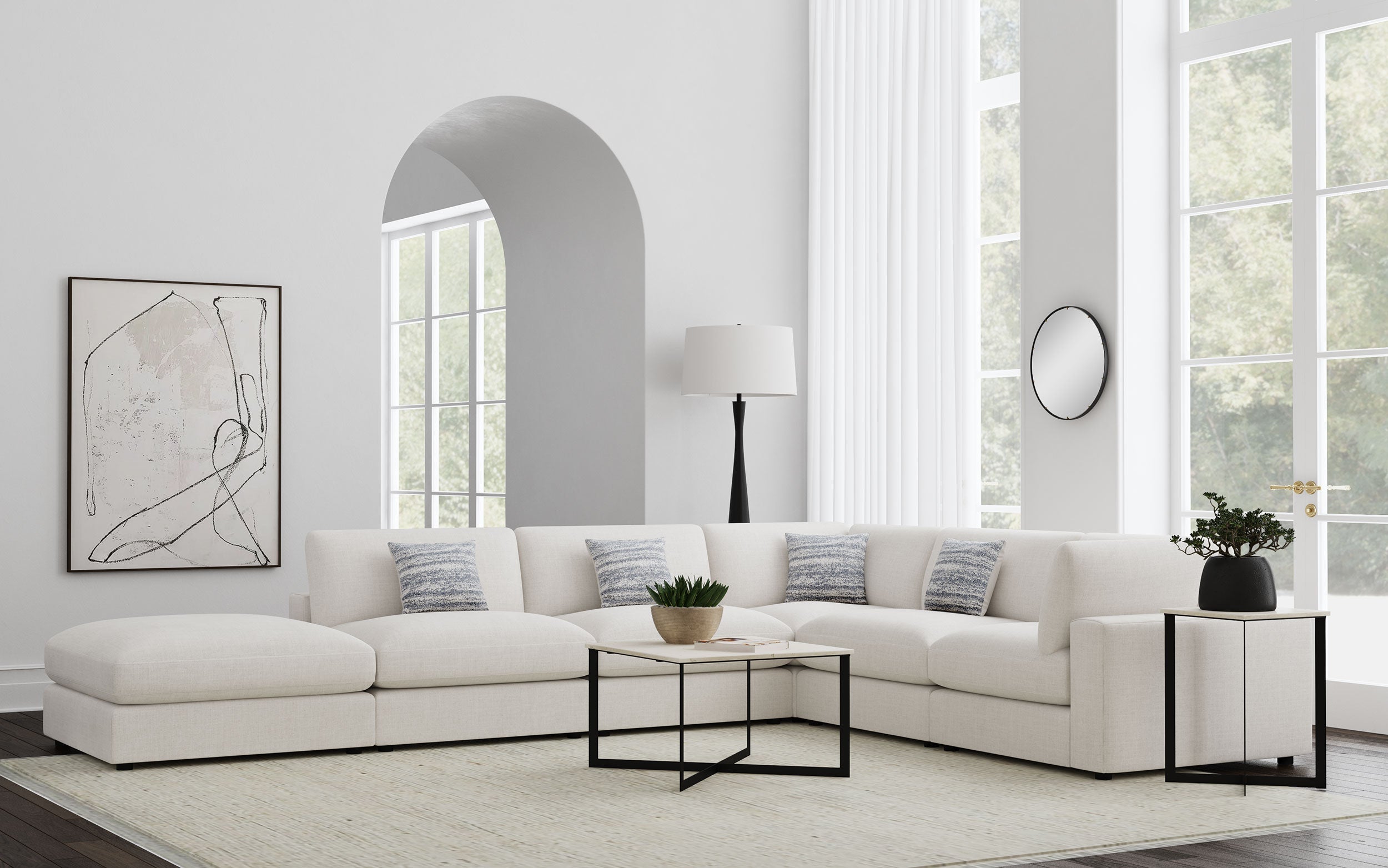 Serene Upholstered Modular Sectional Sofa Beige