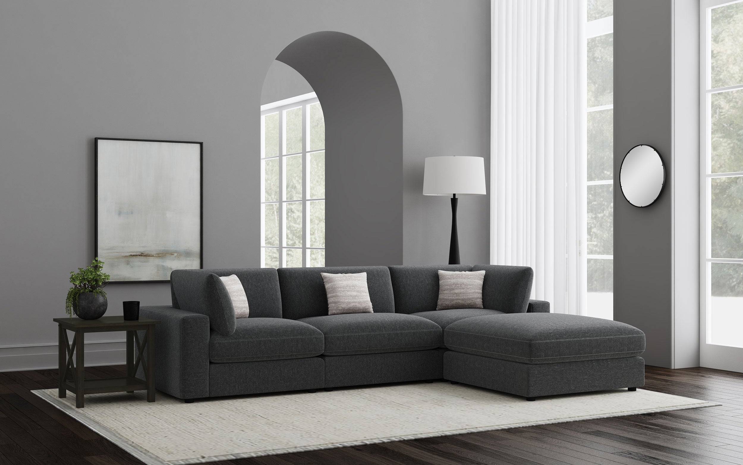 Serene Upholstered Modular Sectional Sofa Beige