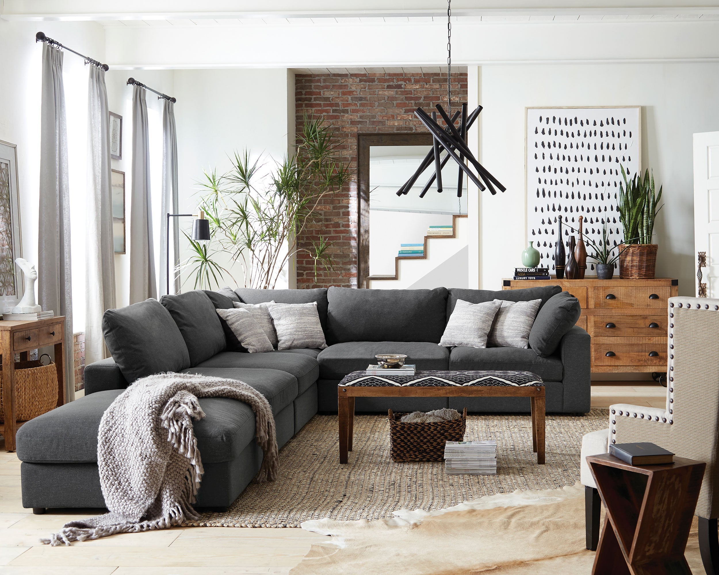 Serene Upholstered Modular Sectional Sofa Beige