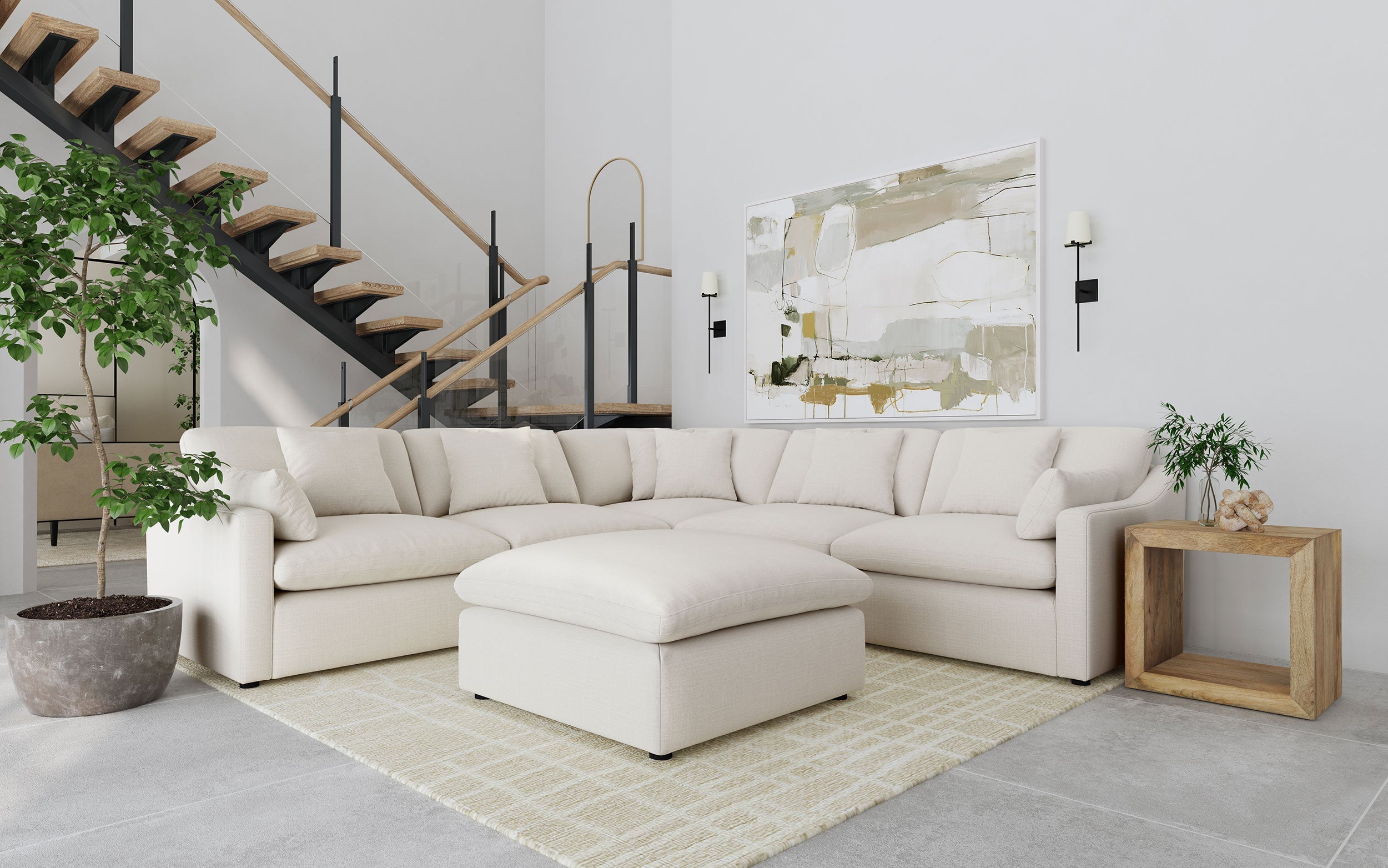Hobson Upholstered Modular Sectional Sofa Charcoal