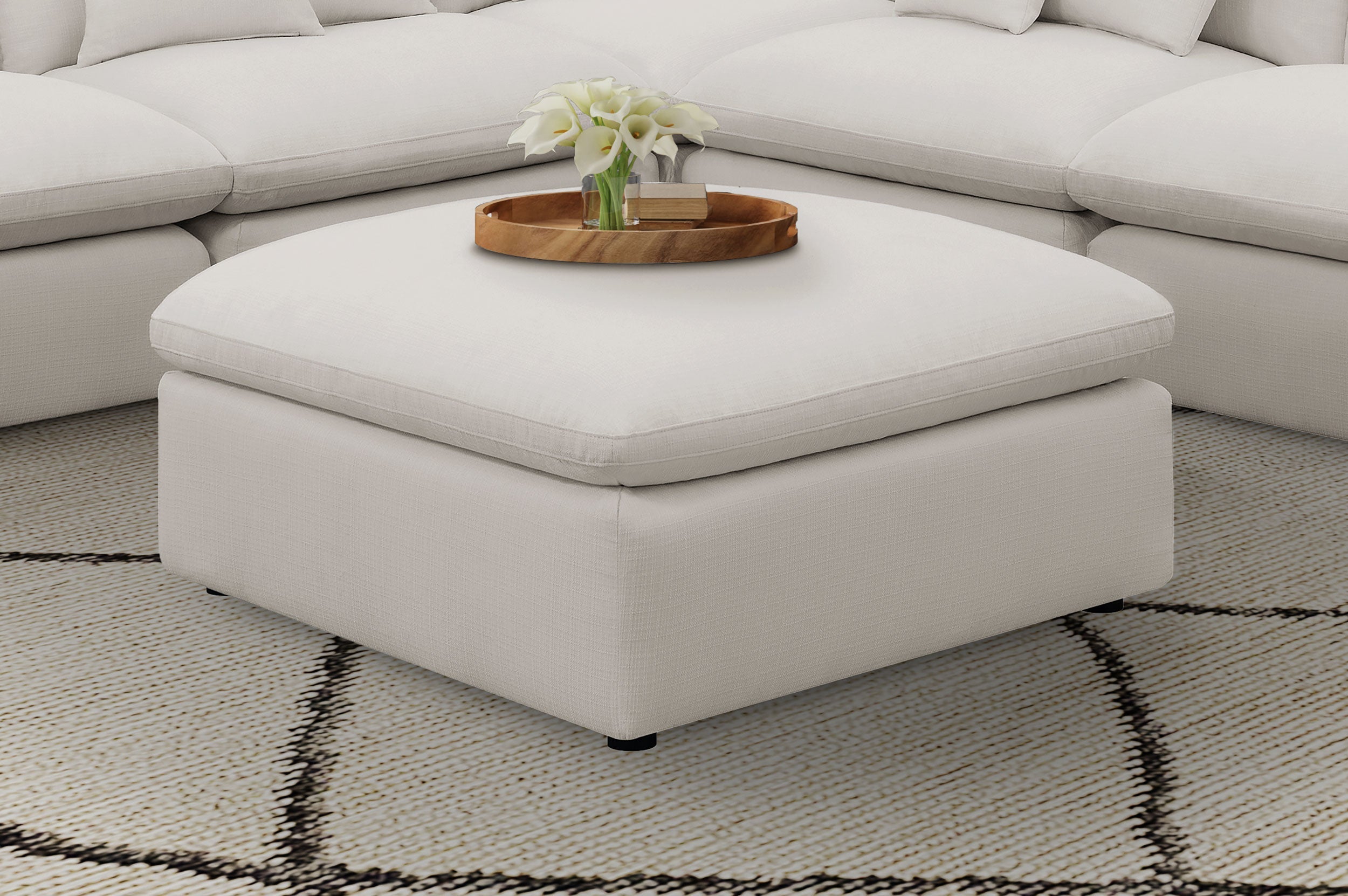 Hobson Square Upholstered Ottoman Charcoal