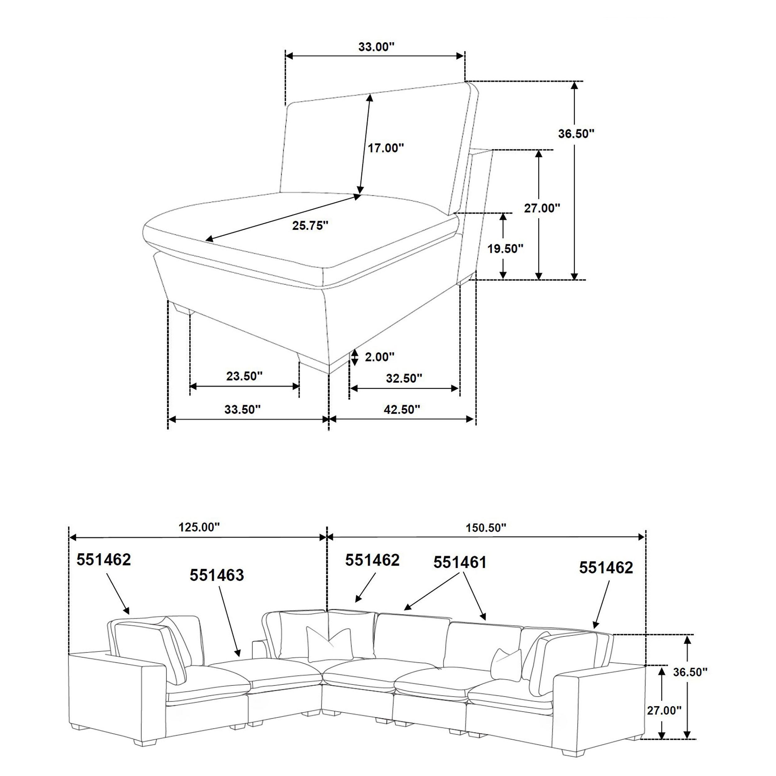 Lakeview Upholstered Modular Sectional Chocolate