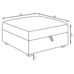 Cambria Square Upholstered Storage Ottoman Grey