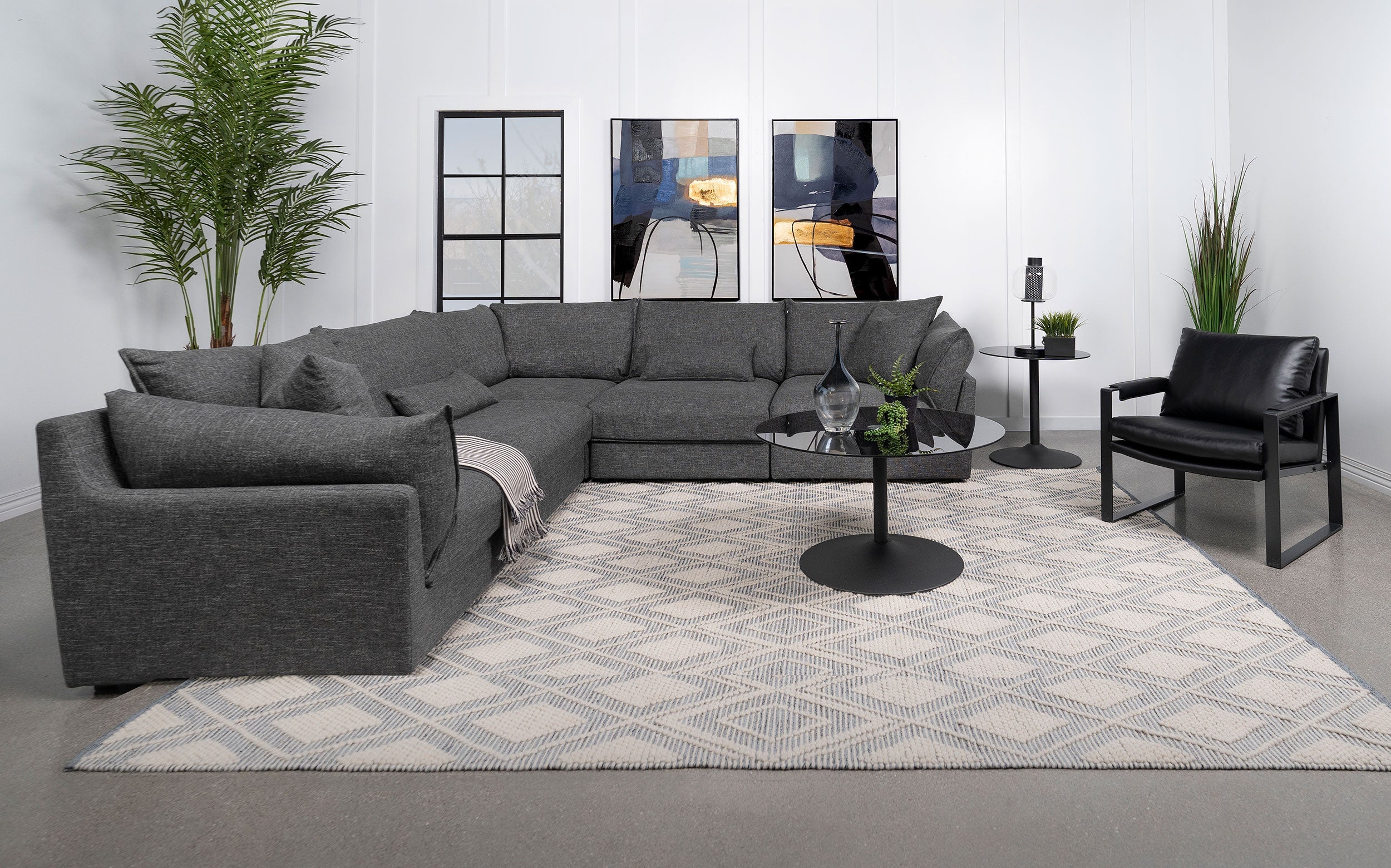 Sasha Upholstered Modular Sectional Barely Black