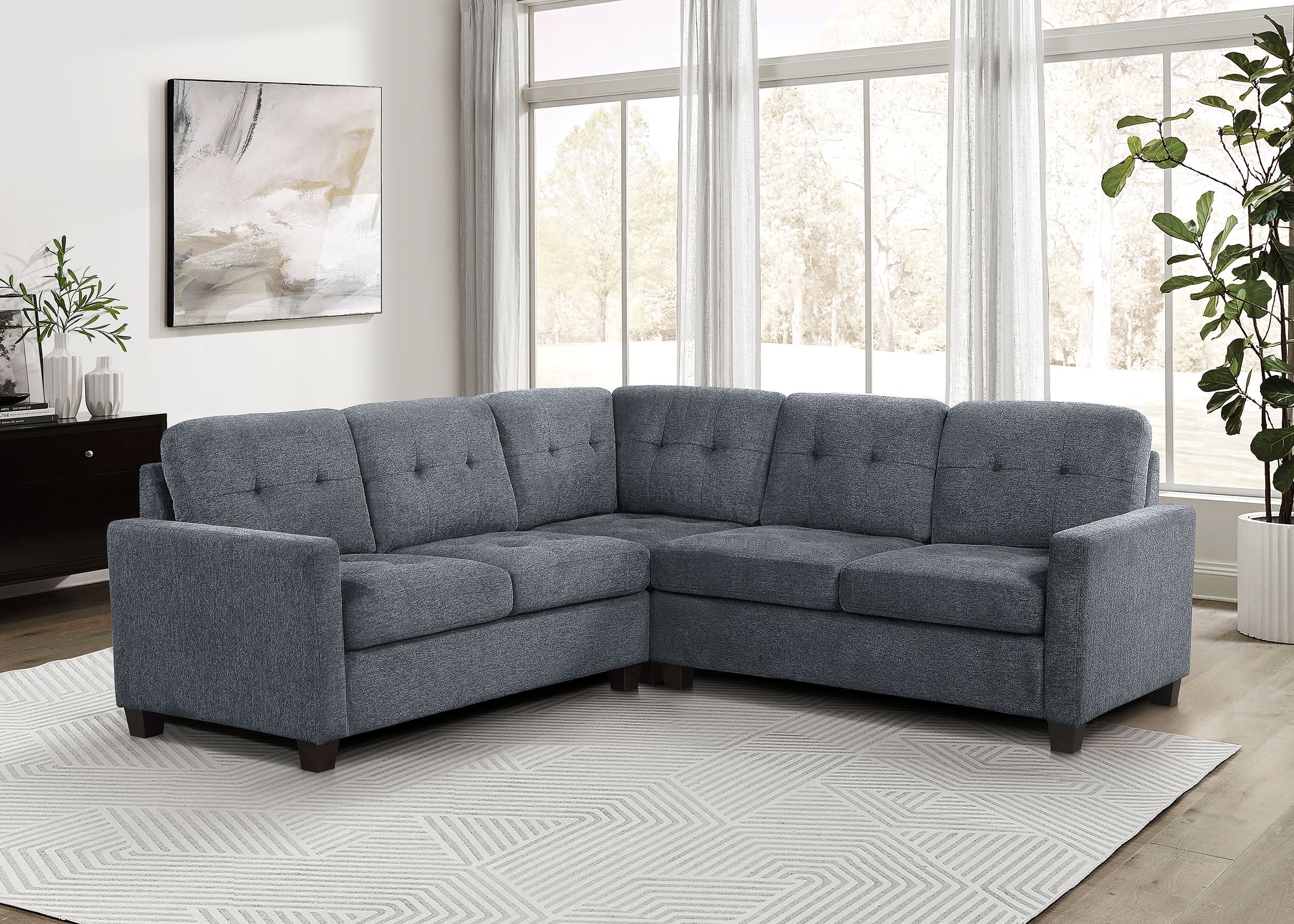 Georgina Upholstered Sectional Sofa Steel Beige