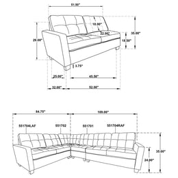 Georgina Upholstered Sectional Sofa Steel Beige