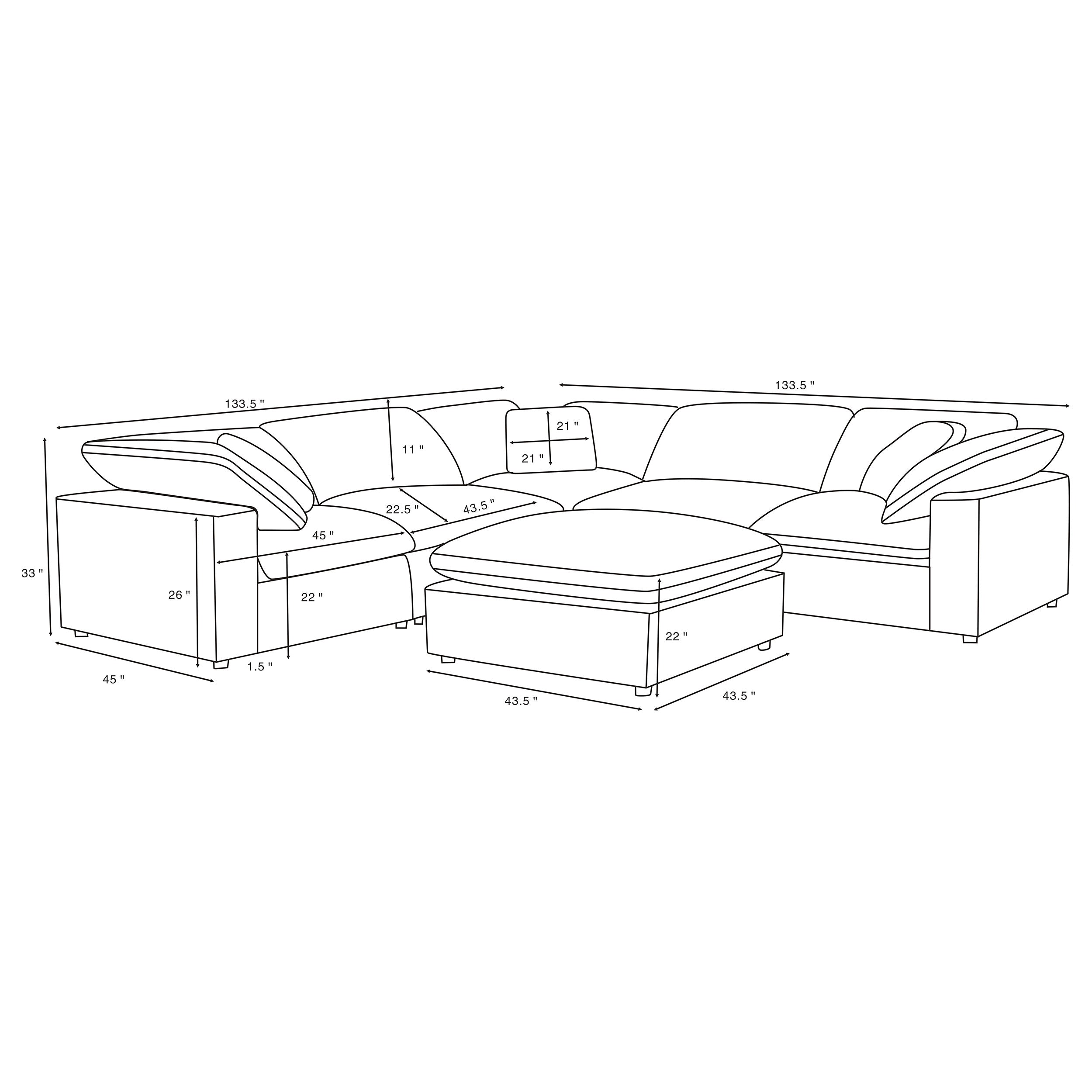 Raleigh Boucle Upholstered Modular Sectional Grey