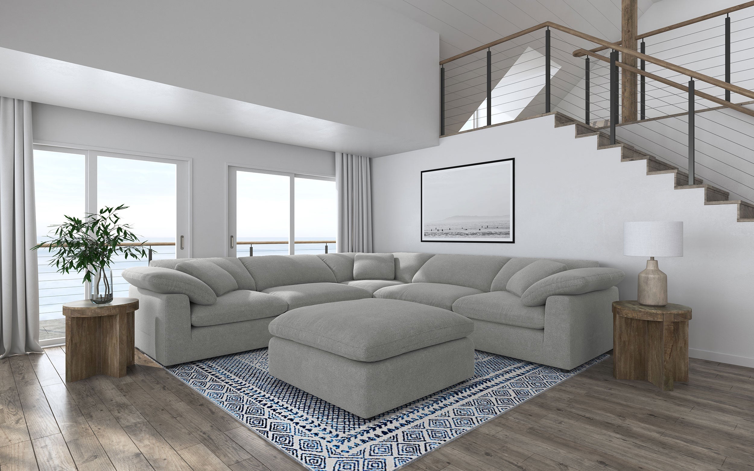 Raleigh Boucle Upholstered Modular Sectional Grey