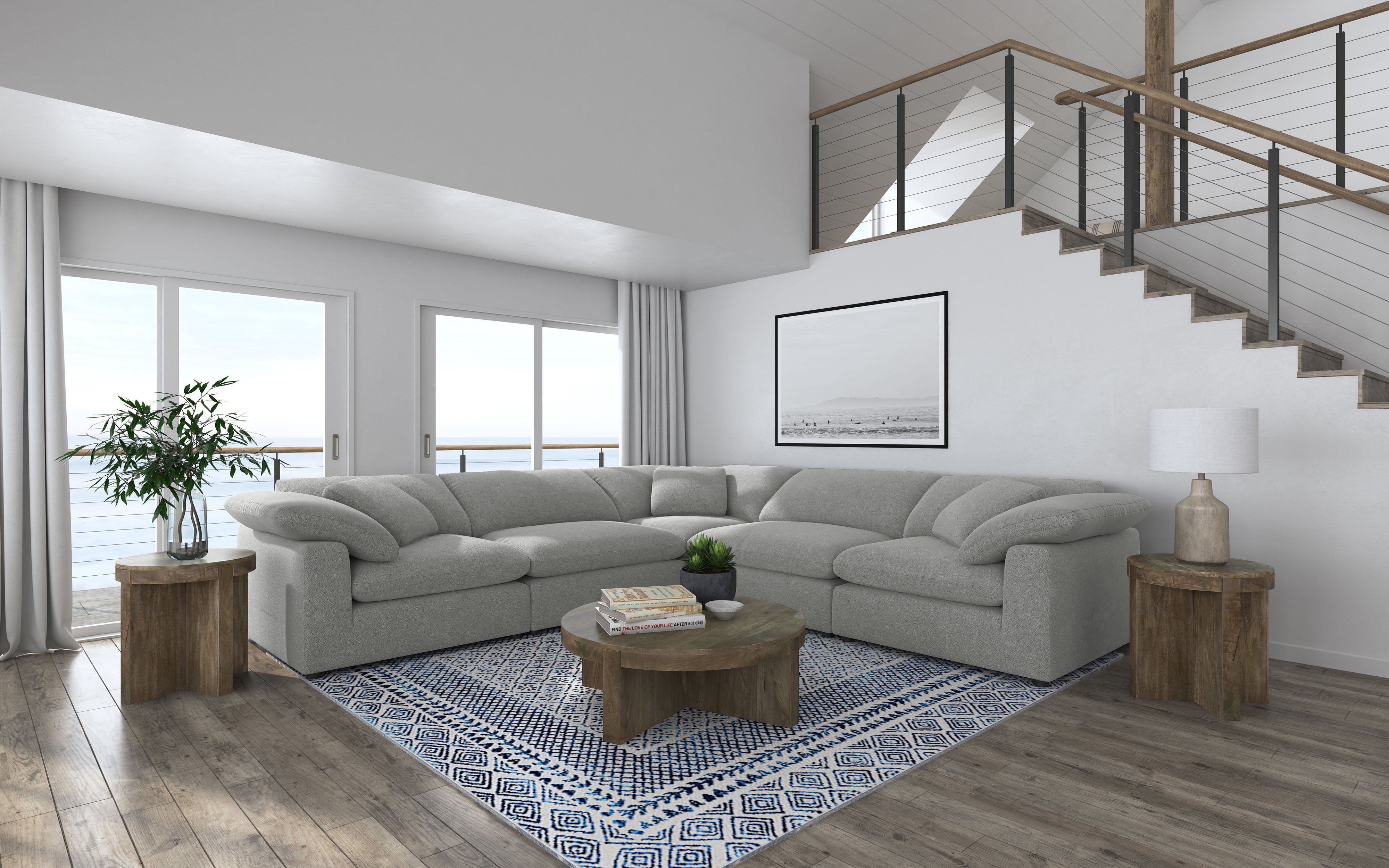 Raleigh Boucle Upholstered Modular Sectional Grey