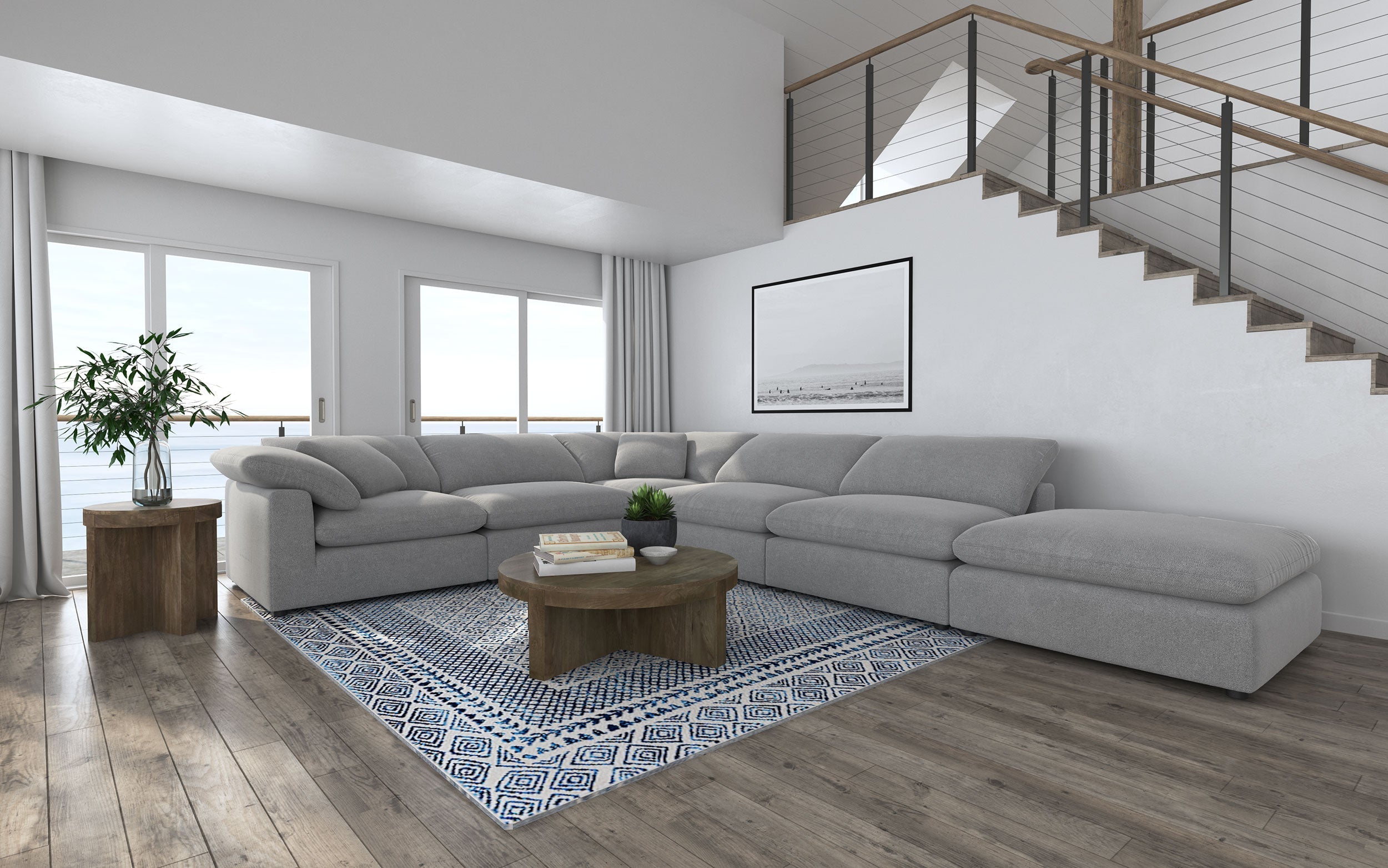Raleigh Boucle Upholstered Modular Sectional Grey